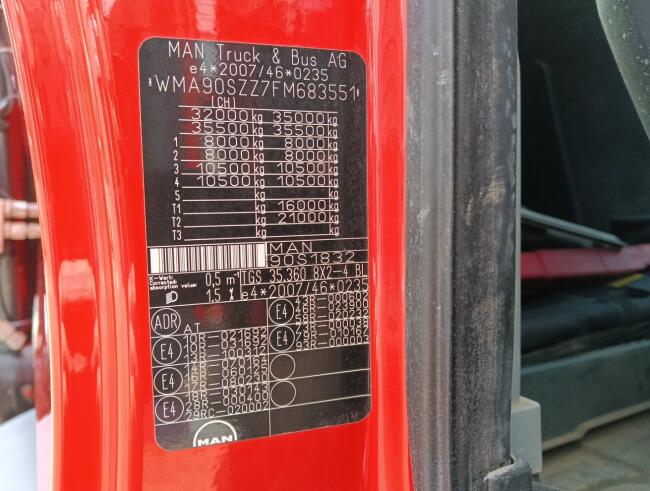 MAN TGS 35.360 8x2 - Fassi 23TM Kraan, Machine transporter, Oprijwagen, afsleepwagen 6.2T. lier TT 4849