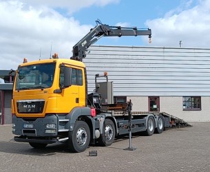 MAN TGS 35.360 8x2 - 16 TM Hiab Kraan, Machine transporter, Oprijwagen, afsleepwagen 6,2 T. lier TT 4826