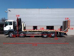 MAN TGS 35.360 8x2 - Hiab 16 TM Crane, Machine transporter, Loading ramp, recovery truck 7 T. winch TT 4829