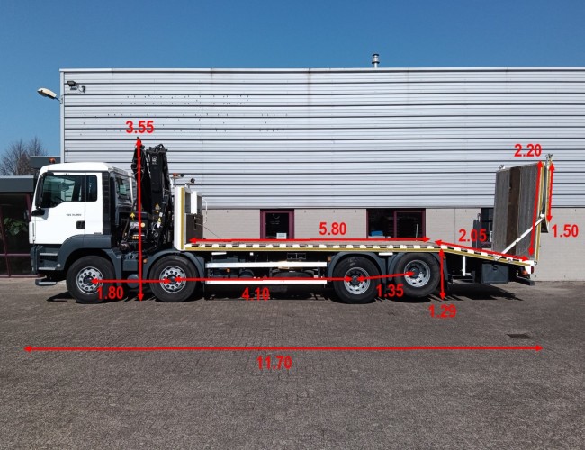 MAN TGS 35.360 8x2 - Hiab 16 TM Crane, Machine transporter, Loading ramp, recovery truck 7 T. winch TT 4829