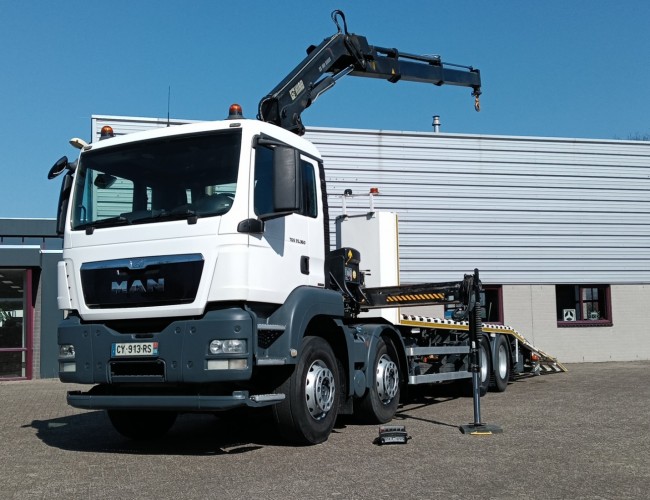 MAN TGS 35.360 8x2 - Hiab 16 TM Crane, Machine transporter, Loading ramp, recovery truck 7 T. winch TT 4829
