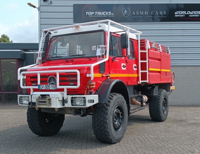 Mercedes-Benz Unimog U 5000 4x4 - (type 437.4) 4000 ltr - Feuerwehr Doppelkabine,Uberrollkafig - Rosenbauer - Expeditievoertuig, Camper TT 4836