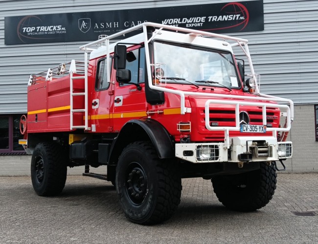 Mercedes-Benz Unimog U 5000 4x4 - (type 437.4) 4000 ltr - Feuerwehr Doppelkabine,Uberrollkafig - Rosenbauer - Expeditievoertuig, Camper TT 4836