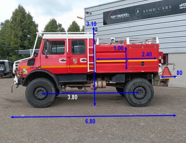 Mercedes-Benz Unimog U 5000 4x4 - (type 437.4) 4000 ltr - DAMAGED TRANSFER BOX - Winch, - Double cab, Crew cab, - Rosenbauer pump TT 4837