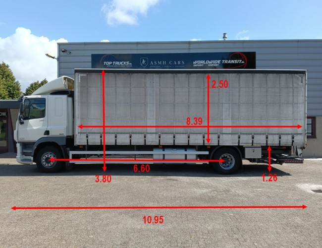 DAF CF 280 Schuifzeil, DHollandia 1.500 kg Laadklep, Loadlift, Ladebordwand TT 4841