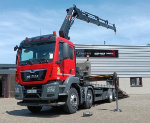 MAN TGS 35.360 8x2 - Hiab 22TM Kraan, Machine transporter, Oprijwagen, afsleepwagen 6.2T. lier TT 4847