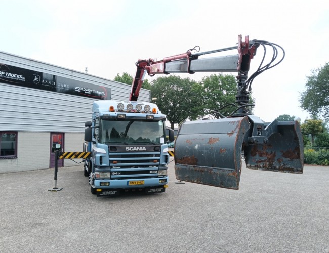 Scania P 94.230 NA - HMF 11TM Kraan, Crane, Kran -Manual -Rotor -Bakker Knijperbak TT 4854