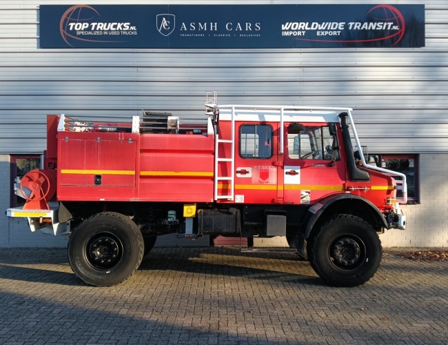 Unimog U 5000 Mercedes Benz -4x4 - (type 437.4) 4000 ltr -Wich -Feuerwehr Doppelkabine,Uberrollkafig - Camivar - Expeditievoertuig, Camper TT 4891