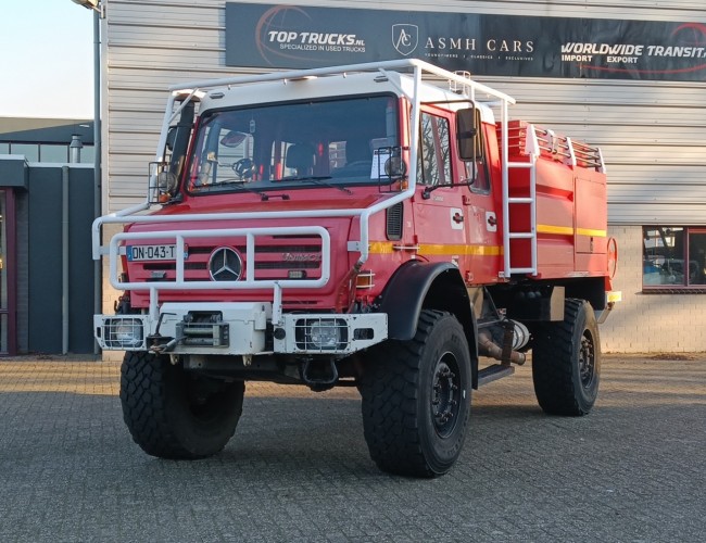 Unimog U 5000 Mercedes Benz -4x4 - (type 437.4) 4000 ltr -Wich -Feuerwehr Doppelkabine,Uberrollkafig - Camivar - Expeditievoertuig, Camper TT 4891