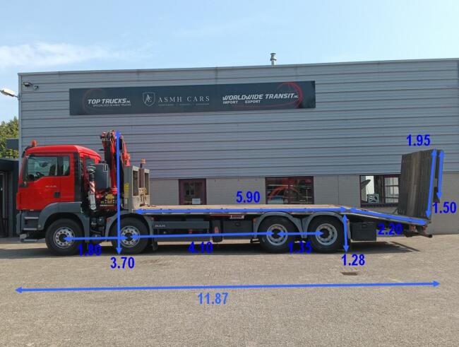 MAN TGS 35.360 8x2 - Fassi 23TM Kraan, Machine transporter, Oprijwagen, afsleepwagen 6.2T. lier TT 4842-A