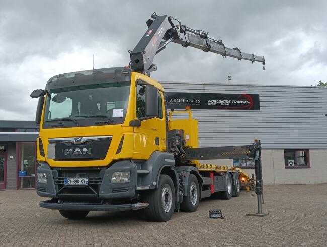 MAN TGS 35.500 8x2 - Hiab 37.7TM Kraan, Machine transporter, Oprijwagen, afsleepwagen 6.2T. lier TT 4936