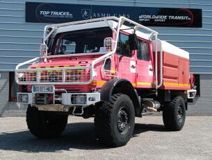 Mercedes-Benz Unimog U 5000 4x4 - (type 437.4) 4000 ltr -Lier, Winch -Feuerwehr Doppelkabine,Uberrollkafig - Camiva - Expeditievoertuig, Camper TT 4949