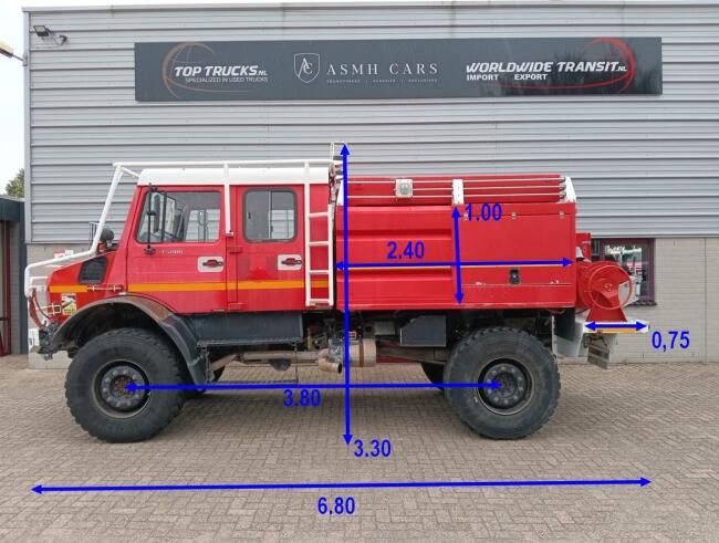 Mercedes-Benz Unimog U 5000 4x4 - (type 437.4) 4000 ltr -Lier, Winch -Feuerwehr Doppelkabine,Uberrollkafig TT 4951