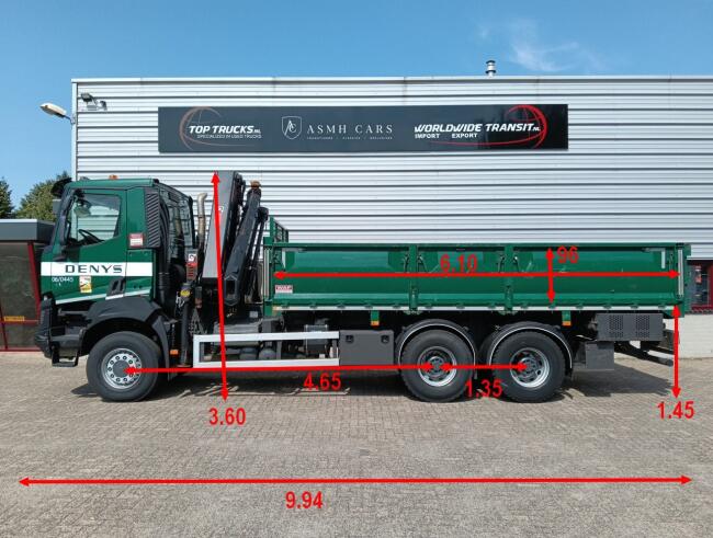 Renault K 460 6x6 -HIAB 18TM Kraan, Crane, Kran, Grue -Bladgeveerd, Grote assen TT 4963