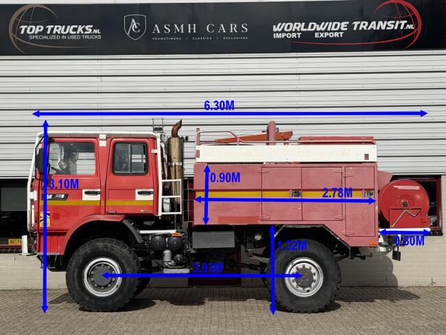Renault M 210 Midliner 4x4 - Brandweer - Feuerwehr -Fire brigade - 3.500 ltr watertank - 100 ltr schuimtank - Expeditie - Camper - Telma Brake - Rolbeugel TT 4994